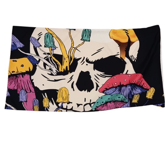 Set Of 2 Graphic Skull And Mushrooms King Size Pillowcases Multicolor 36" x 20" - Picture 3 of 12